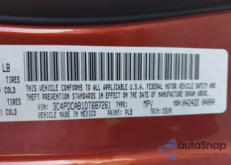 2013 Dodge Journey American Value Pkg from USA, damaged, VIN 3C4PDCAB1DT687261